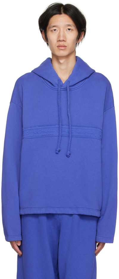 Acne Studios Farmy Chain Embossed Graphic Hoodie In Sea Blue