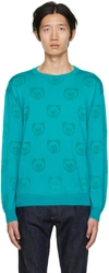 Moschino Green Allover Teddy Sweater In V1366 Fantasy Print