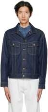 Maison Margiela Blue Zigzag Denim Jacket In 470 Indigo