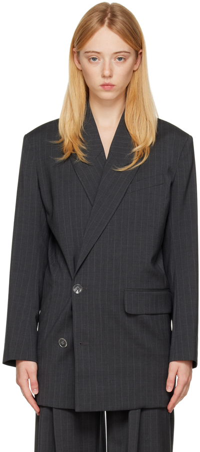 Hope Black Lyric Blazer In Dk Grey Pinstripe