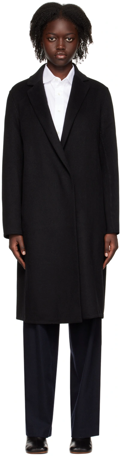 Vince Single-breasted Coat In Black-001blk