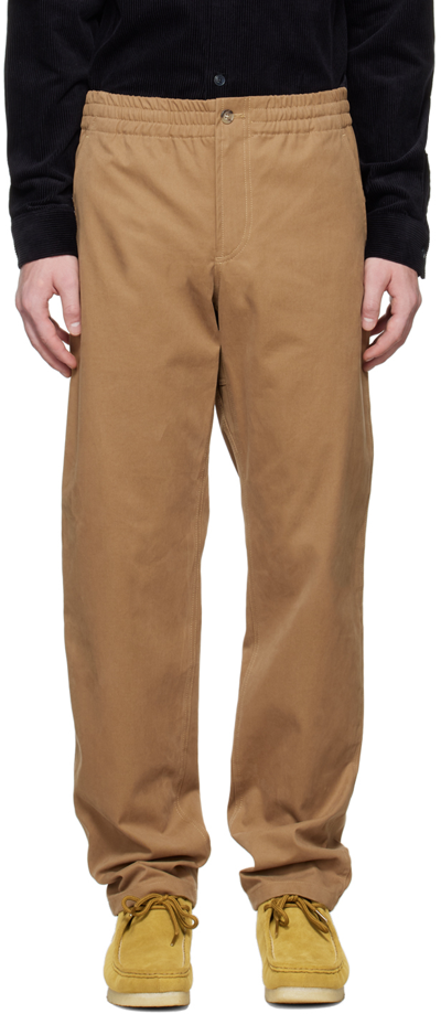 A.p.c. Chuck Elasticated-waist Cotton-twill Trousers In Dark Beige