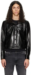 Courrèges Logo Embroidered Coated Cotton Jacket In Black