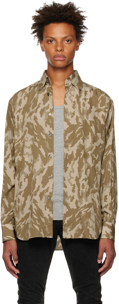 Tom Ford Beige Fluid Fit Shirt In 4ft950 Military Prin