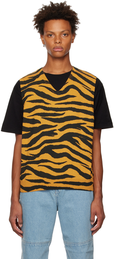 Stussy Tiger Printed Sweater Vest Tiger Printed Cotton Knit Vest - Tiger Printed Sweater Vest In Yellow