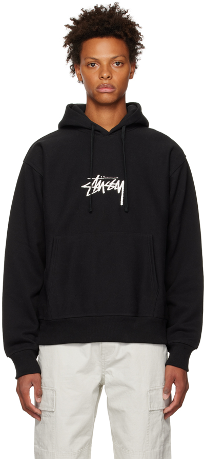 Stussy Stock Logo Cotton Sweatshirt In Black