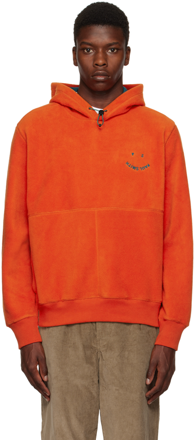 Ps By Paul Smith Happy Logo-embroidered Hoodie In Orange