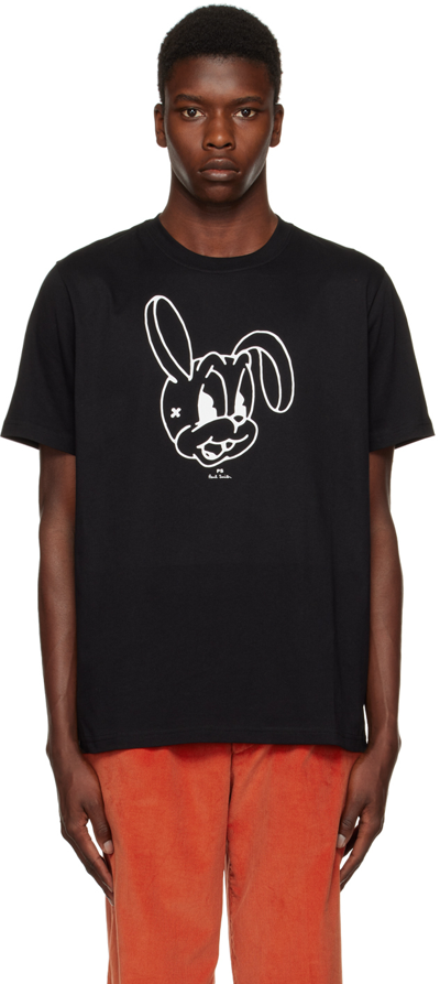 Ps By Paul Smith Rabbit Relaxed-fit Organic-cotton Jersey T-shirt In Black