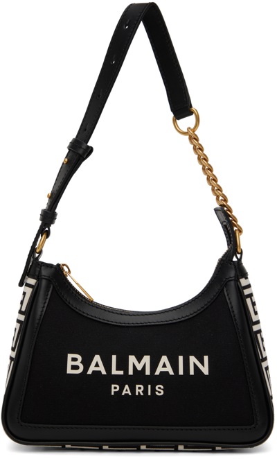 Balmain B-army Monogram Shoulder Bag In Black