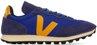 Veja Rio Branco Leather And Rubber-trimmed Alveomesh And Suede Sneakers In Blue