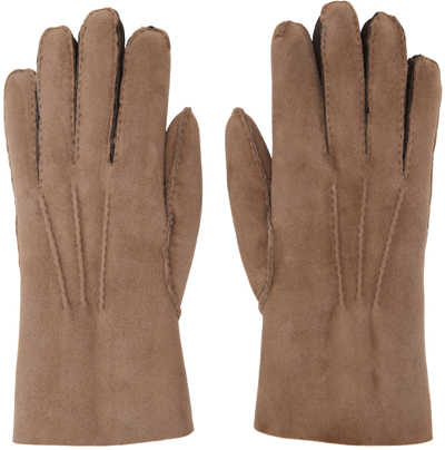 Paul Smith Brown Shearling Gloves In 62 Browns