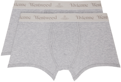 Vivienne Westwood Two-pack Gray Logo Boxers In 233-j002y-p401