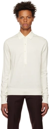 TOM FORD OFF-WHITE FOUR-BUTTON LONG SLEEVE POLO