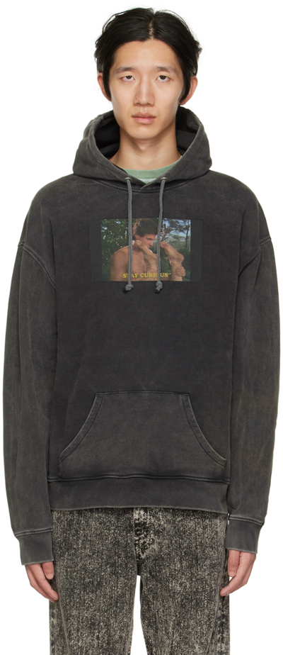 Carne Bollente Ssense Exclusive Black 'stay Curious' Hoodie In Washed Black