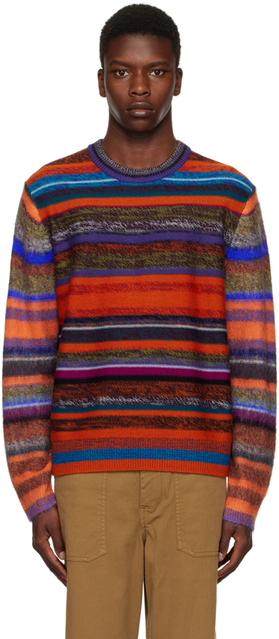 Ps By Paul Smith Painted Stripe Crew-neck Jumper In Oranges