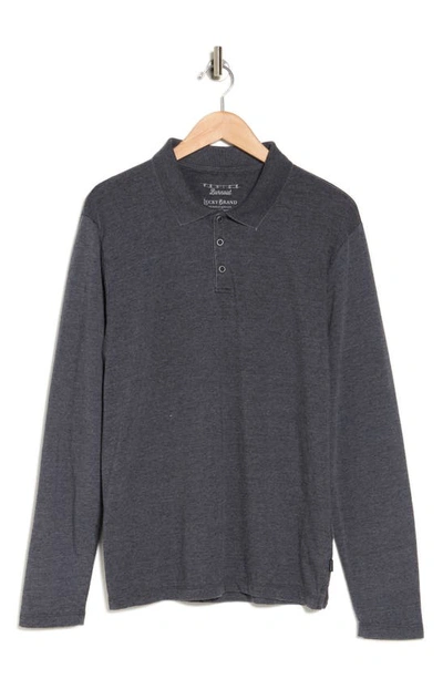 Lucky Brand Long Sleeve Polo In Jet Black