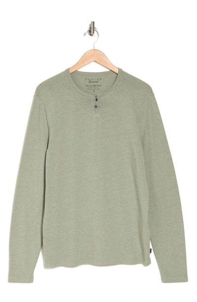 Lucky Brand Long Sleeve Henley In Duck Green