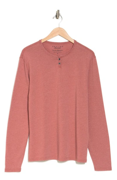 Lucky Brand Long Sleeve Henley In Red Burl