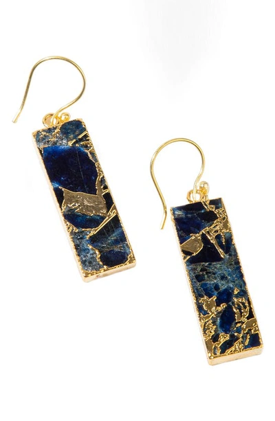 Saachi 18k Gold Plated Mojave Sapphire Drop Earrings In Blue