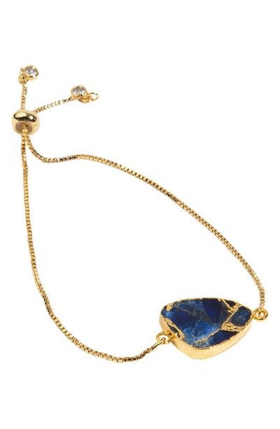 Saachi 18k Gold Plated Mojave Sapphire Sliding Bracelet In Blue