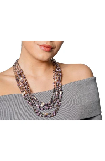 Saachi Amethyst & Freshwater Pearl Beaded Necklace