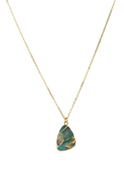 Saachi 18k Gold Plated Mojave Howlite Necklace In Aqua Blue