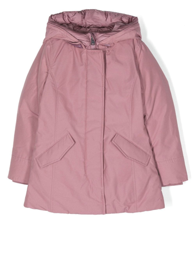 Woolrich Kids' Down-padded Hooded Coat In Pink