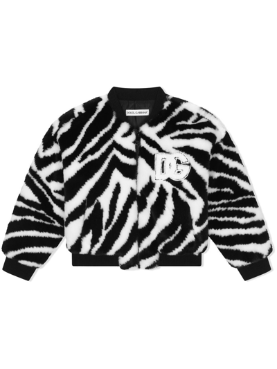Dolce & Gabbana Kids' Zebra-print Bomber Jacket In Multicolor