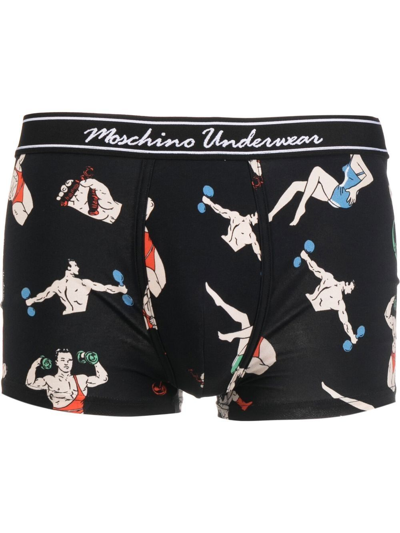 Moschino Graphic Print Boxer Shorts In Black