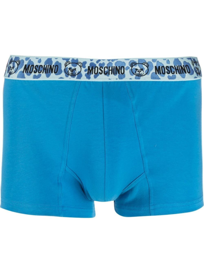 Moschino Logo-waistband Boxer Briefs In Blue