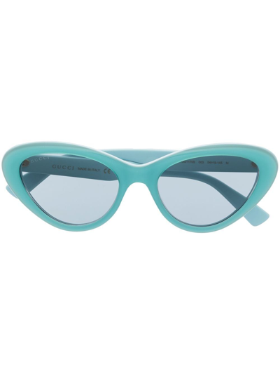 Gucci Cat-eye Frame Tinted Sunglasses In Blue