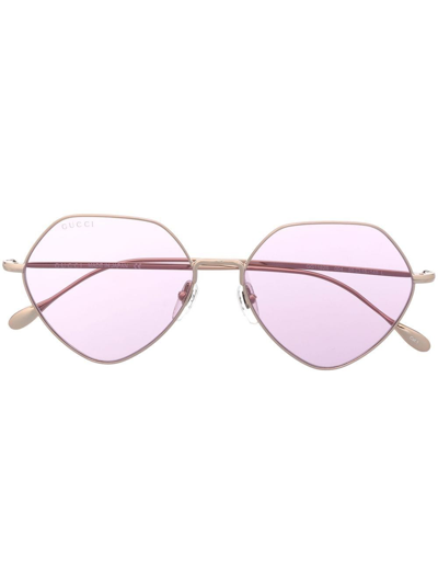 Gucci Round-frame Tinted Sunglasses In Gold