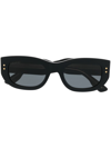 Gucci Embellished Rectangle Acetate Sunglasses In Black