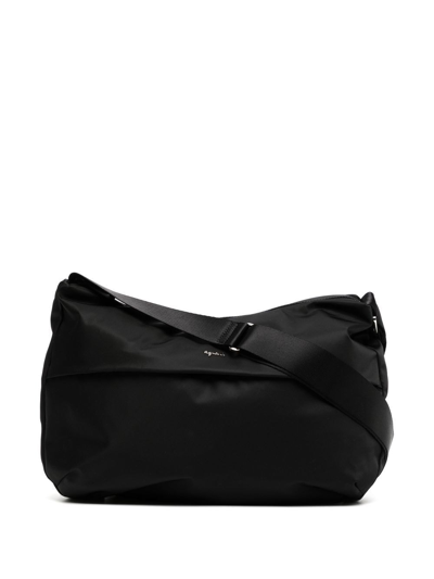 Agnès B. Logo-plaque Zipped Crossbody Bag In Black