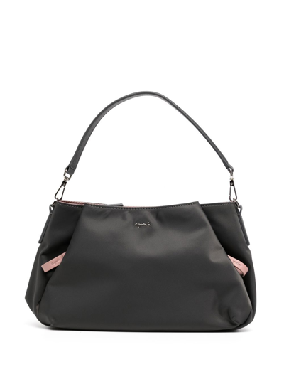 Agnès B. Logo-plaque Satin Shoulder Bag In Grey