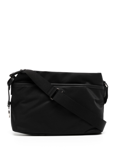 Agnès B. Zipped Leather-trim Crossbody Bag In Black