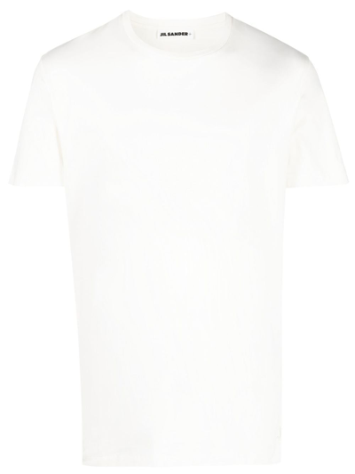 Jil Sander Short Sleeve Crewneck Cotton Jersey T-shirt In White
