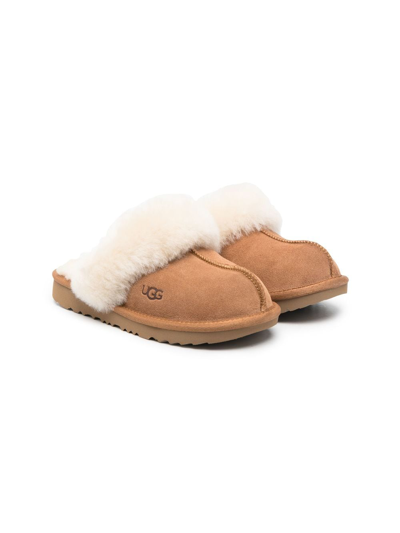 Ugg Kids' Cozy Ii Shearling-trimmed Slippers In Brown