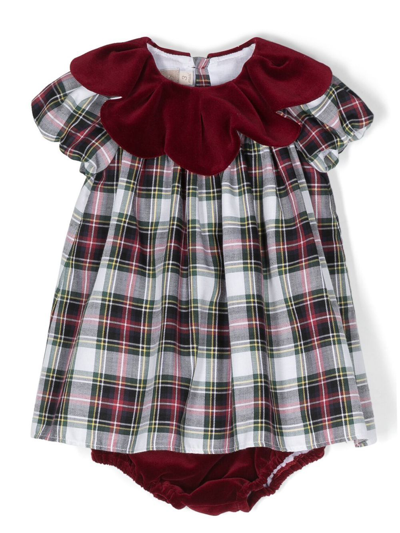 La Stupenderia Babies' Check-pattern Short-sleeved Dress In Rosso