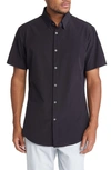 Mizzen + Main Leeward Trim Fit Short Sleeve Button-up Shirt In Black Solid