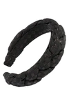 L Erickson Braided Checkered Headband In Shiny Weave