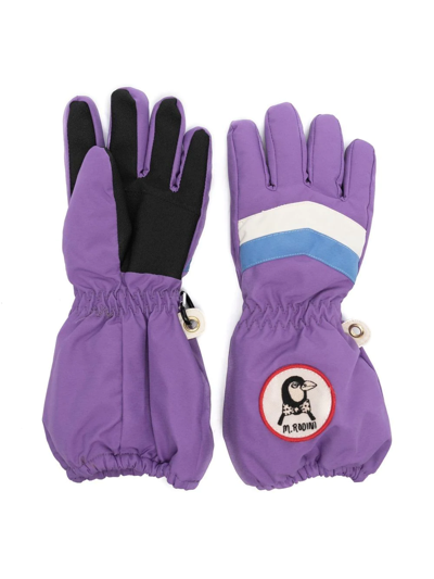 Mini Rodini Kids' Logo-patch Padded Gloves In Purple