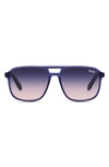 Quay On The Fly 48mm Aviator Sunglasses In Navy/ Navy Pink