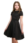 Un Deux Trois Kids' Metallic Fit & Flare Dress In Black