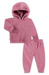 Paigelauren Babies' Velour Hoodie & Joggers Set In Rose