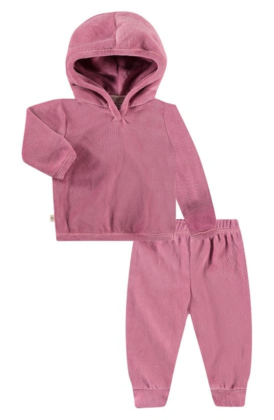 Paigelauren Velour Hoodie & Joggers Set In Rose