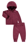 Paigelauren Babies' Velour Hoodie & Joggers Set In Burgundy