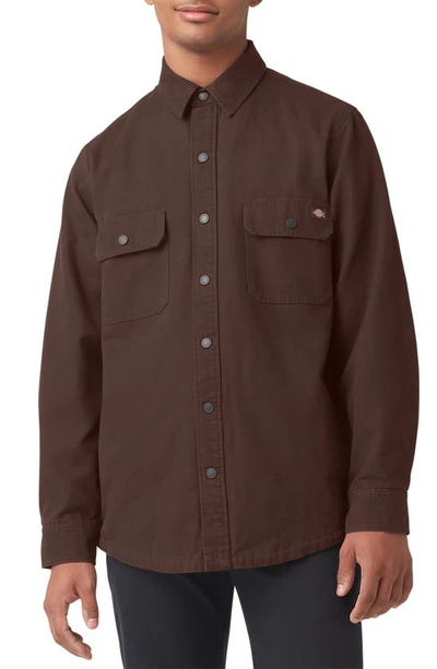 Dickies Duck Flannel Lined Button-up Shirt In Brown