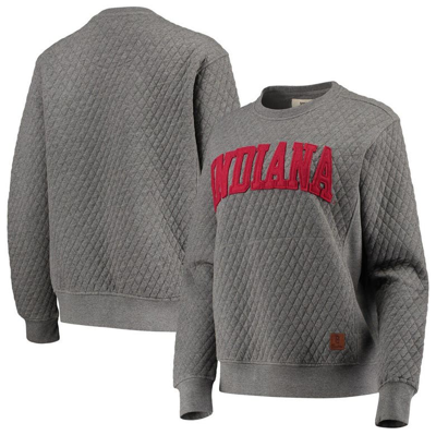Pressbox Heathered Gray Indiana Hoosiers Moose Applique Quilted Crewneck Sweatshirt In Heather Charcoal