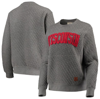 Pressbox Heather Charcoal Wisconsin Badgers Moose Quilted Pullover Sweatshirt In Heather Gray